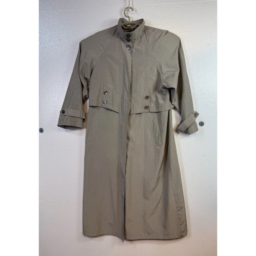 AB2 Women's Trench Overcoat Sz 8 Gray Button Up Drawstring Career‎ Office Church